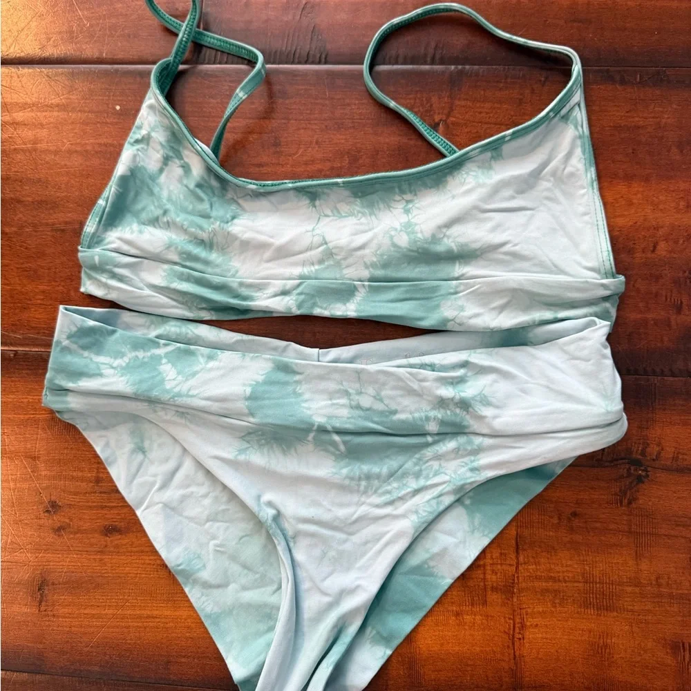 Frankie’s Bikinis Teal Tie-Dye Bikini Set - Picture 1 of 4